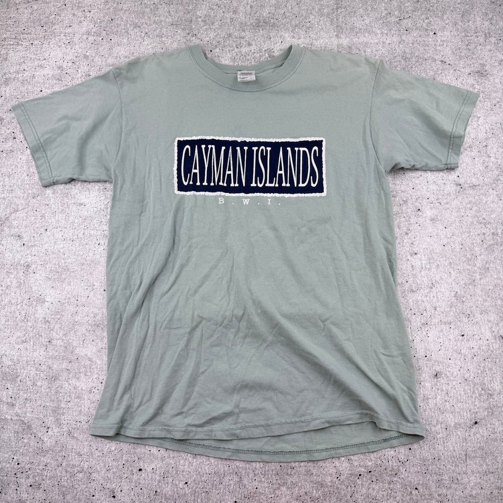 Y2K Cayman‎ Islands BWI Anvil Light Green Graphic T-shirt Adult Large